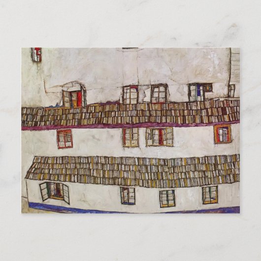 Egon Schiele- Fenster (Fassade eines Hauses) Postkarte (Vorderseite)