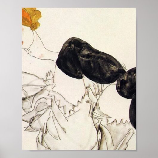 Egon Schiele - Frau in schwarzen Strümpfen Poster (Vorne)