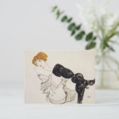 Egon Schiele - Frau in schwarzen Strümpfen Postkarte (Stehend Vorderseite)