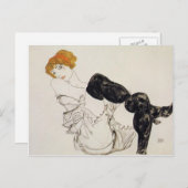 Egon Schiele - Frau in schwarzen Strümpfen Postkarte (Vorne/Hinten)