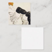 Egon Schiele - Frau in schwarzen Strümpfen Quadratische Visitenkarte (Vorne/Hinten)