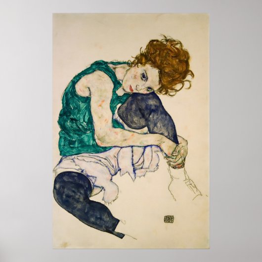 Egon Schiele Frau malt expressionistisches Porträt Poster (Vorne)