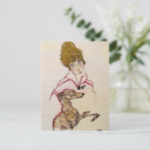 Egon Schiele - Frau mit Greyhound (Edith Schiele) Postkarte (Stehend Vorderseite)