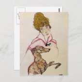 Egon Schiele - Frau mit Greyhound (Edith Schiele) Postkarte (Vorne/Hinten)