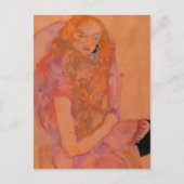 Egon Schiele - Frau mit langem Haar Postkarte (Vorderseite)