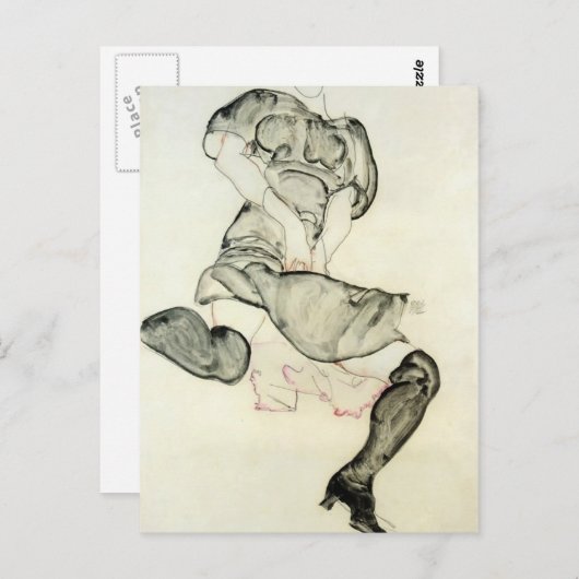 Egon Schiele - Frau mit schwarzen Strümpfen Postkarte (Vorne/Hinten)