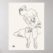 Egon Schiele Frau Sitzgelegene Kunstdrucke Zeichne Poster (Vorne)