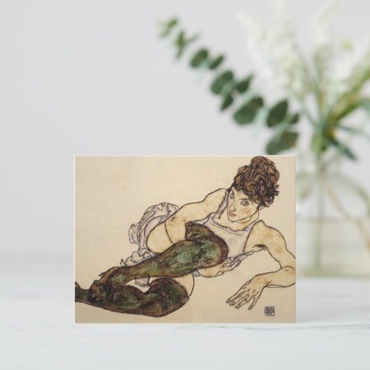 Egon Schiele - Frauen mit grünen Strümpfen neu bel Postkarte (Stehend Vorderseite)