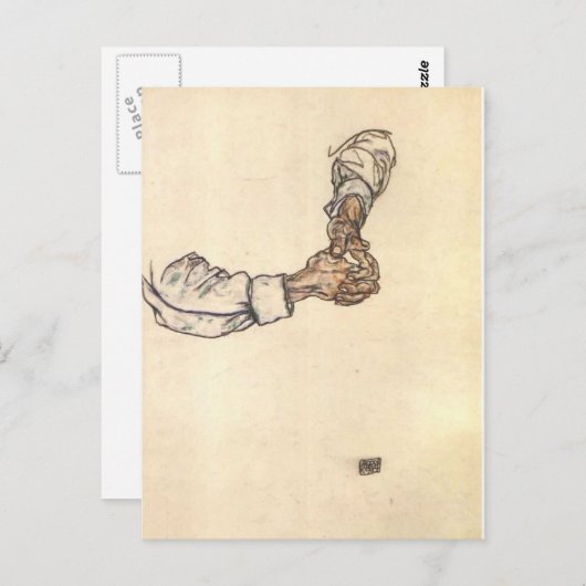Egon Schiele - Handstudie Postkarte (Vorne/Hinten)