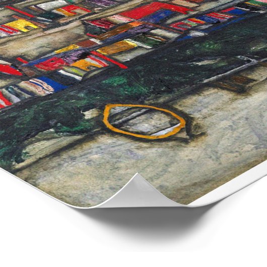 Egon Schiele - Häuser mit Wäsche Poster (Ecke)