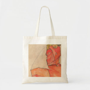Egon Schiele - Kneeling Female in Orange-Red Dress Tragetasche