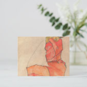 Egon Schiele - Kneeling Female in Orange-Rot-Kleid Postkarte (Stehend Vorderseite)