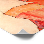 Egon Schiele - Knetfrau in orangefarbenem Kleid Poster (Ecke)