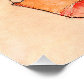 Egon Schiele - Knetfrau in orangefarbenem Kleid Poster (Ecke)
