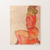 Egon Schiele - Knetfrau in orangefarbenem Kleid Puzzle (Vertikal)