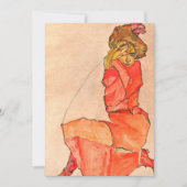 Egon Schiele - kniende Frau im orange Rot-Kleid Einladung (Vorderseite)