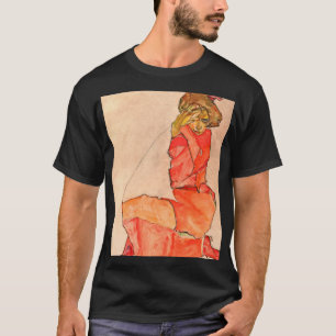 Egon Schiele - kniende Frau im orange Rot-Kleid T-Shirt