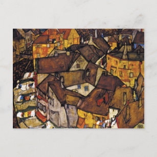 Egon Schiele Krumau Halbmond der Häuser Postkarte