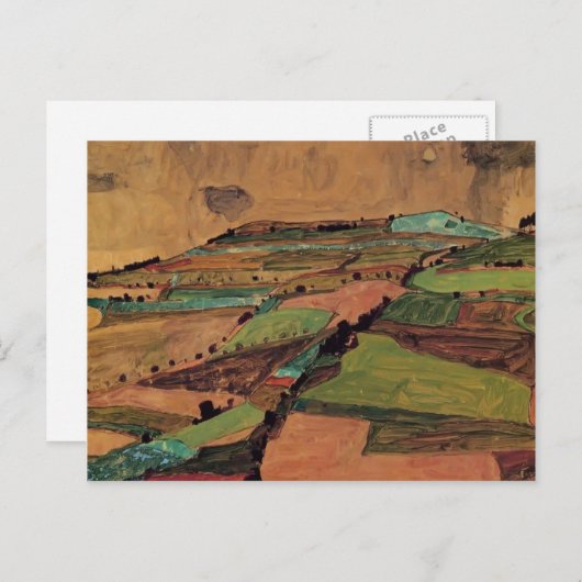 Egon Schiele - Landschaft auf den Feldern Postkarte (Vorne/Hinten)