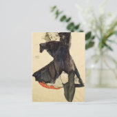 Egon Schiele - Mädchen in blauem Kleid Postkarte (Stehend Vorderseite)