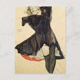 Egon Schiele - Mädchen in blauem Kleid Postkarte