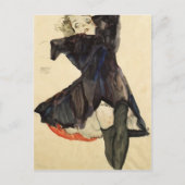Egon Schiele - Mädchen in blauem Kleid Postkarte (Vorderseite)