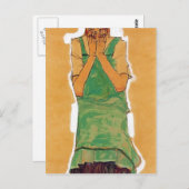 Egon Schiele - Mädchen mit grünem Pinavorn Postkarte (Vorne/Hinten)