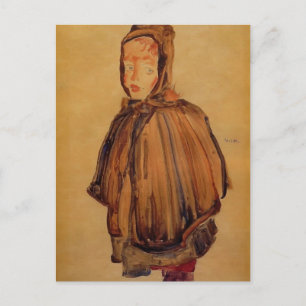 Egon Schiele - Mädchen mit Hood Postkarte