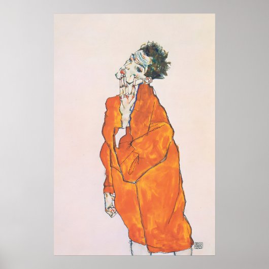 Egon Schiele 'Orange Jacket' Print Expressionism Poster (Vorne)