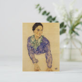 Egon Schiele - Portrait einer Frau mit Scarf Postkarte (Stehend Vorderseite)