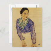 Egon Schiele - Portrait einer Frau mit Scarf Postkarte (Vorne/Hinten)