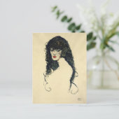 Egon Schiele - Portrait einer Frau mit schwarzem H Postkarte (Stehend Vorderseite)