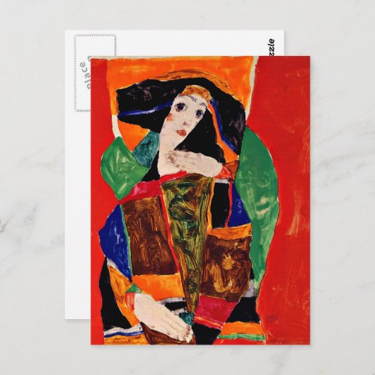 Egon Schiele - Portrait einer Frau Postkarte (Vorne/Hinten)