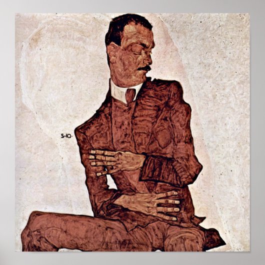 Egon Schiele - Portrait von Arthur Roessler Poster (Vorne)