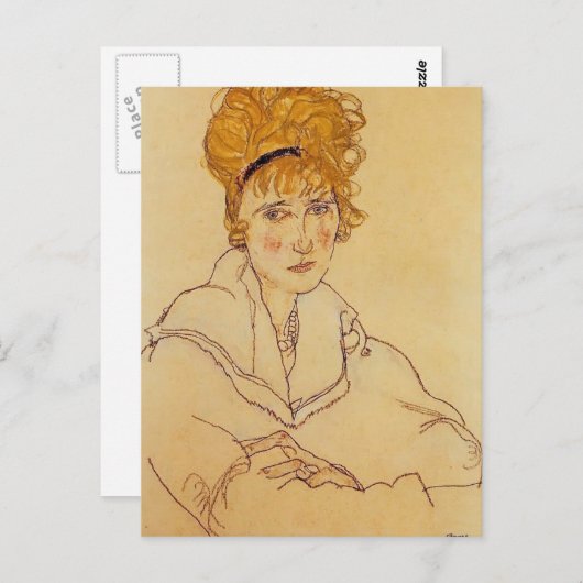 Egon Schiele - Portrait von Edith Schiele Postkarte (Vorne/Hinten)