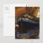 Egon Schiele Segelboot mit Reflektion im Wasser Postkarte (Vorne/Hinten)