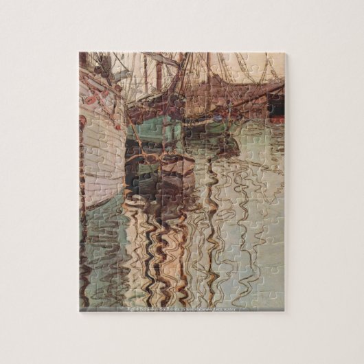 Egon Schiele - Segelboote in wellenbewegtem Wasser Puzzle (Vertikal)