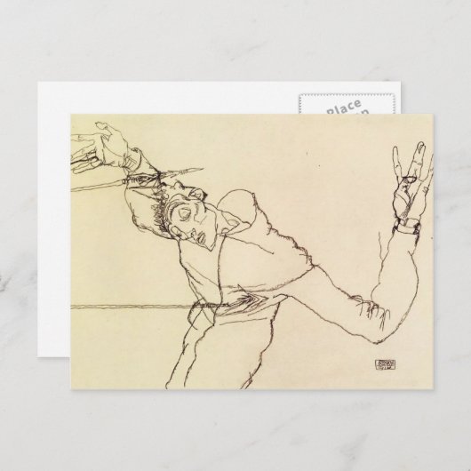 Egon Schiele - Selbstportrait als St. Sebastian Postkarte (Vorne/Hinten)