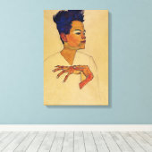 Egon Schiele Selbstportrait Canvas Print Leinwanddruck (Insitu (Holzboden))