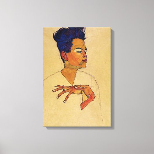Egon Schiele Selbstportrait Canvas Print Leinwanddruck (Vorderseite)