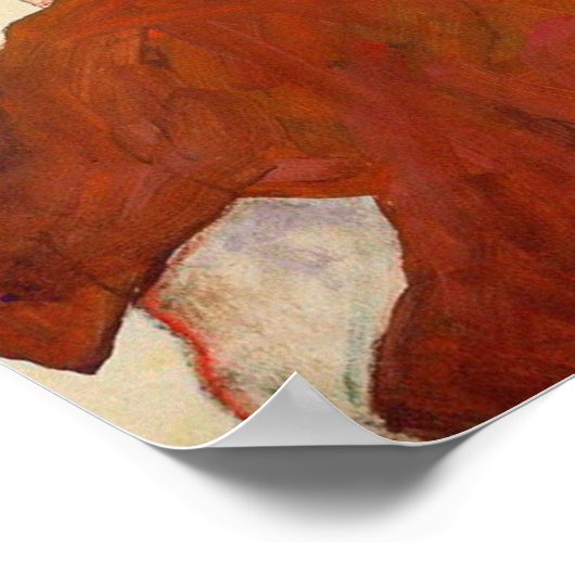 Egon Schiele - Selbstportrait in einem Jerkin mit  Poster (Ecke)