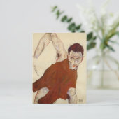 Egon Schiele - Selbstportrait in einer Kerkine Postkarte (Stehend Vorderseite)