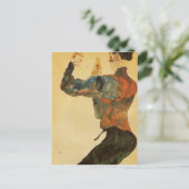 Egon Schiele - Selbstportrait mit angehobenen Waff Postkarte (Stehend Vorderseite)