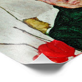 Egon Schiele - Selbstportrait mit chinesischer Lat Fotodruck (Ecke)