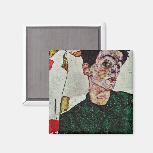 Egon Schiele - Selbstportrait mit chinesischer Lat Magnet (Vorderseite/Rückseite)