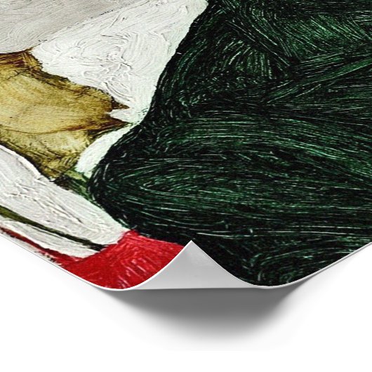 Egon Schiele - Selbstportrait mit chinesischer Lat Poster (Ecke)