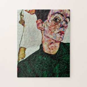 Egon Schiele - Selbstportrait mit chinesischer Lat Puzzle