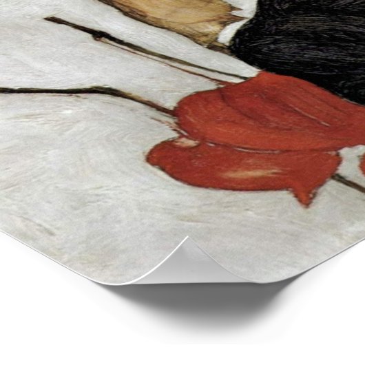 Egon Schiele - Selbstportrait mit Frucht Lantern Poster (Ecke)