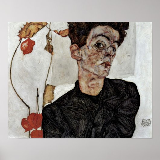 Egon Schiele - Selbstportrait mit Frucht Lantern Poster (Vorne)