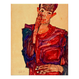 Egon Schiele - Selbstportrait mit gepulsten Augen Poster